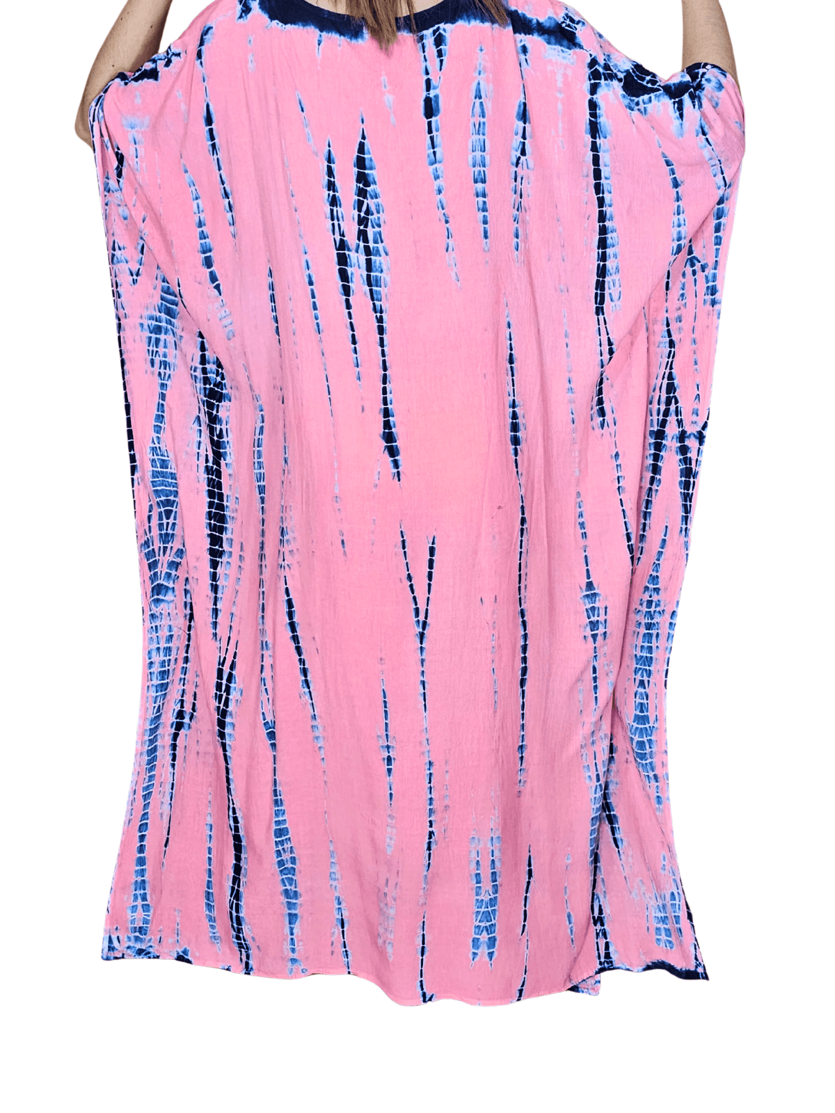 Peachy Pink Hand - Dyed Tie - Dye Maxi Kaftan Dress – Boho Chic, Flowy and Comfortable - Tenku Designs