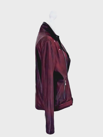 Biker Leather Jacket Cherry *