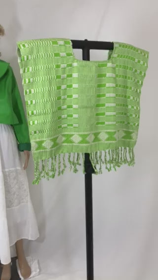 BackStrap Loom Top Lime Green with White Brocado