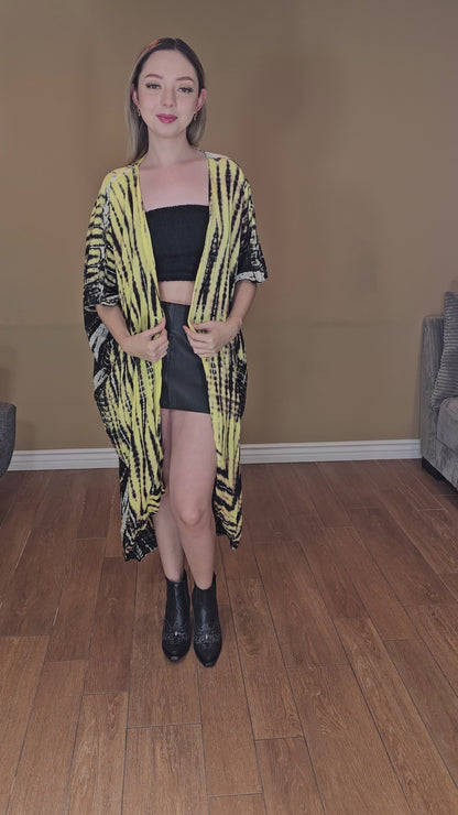 Boho Raw Yellow Black Cardigan