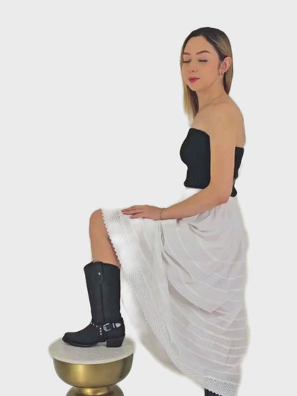 Bohemian 100% Cotton White Maxi Skirt Size Range S-XXL