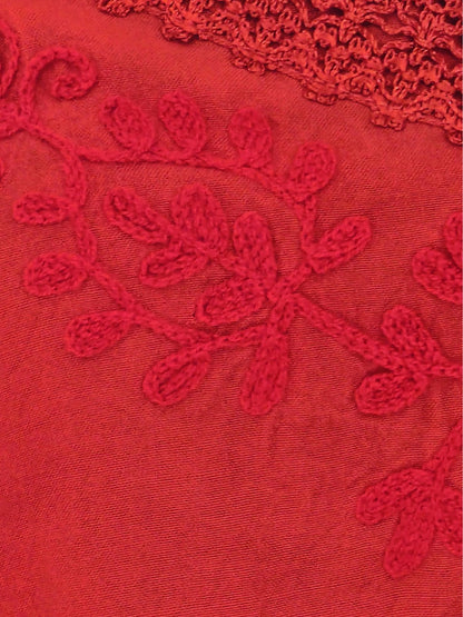 Red Boho Hand - Dyed Lace Crop Top – Stretch Fit | Tenku Designs - Tenku Designs