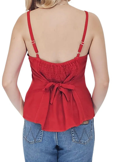 Red Boho Hand - Dyed Lace Crop Top – Stretch Fit | Tenku Designs - Tenku Designs