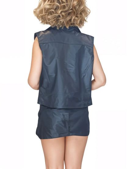 Sheepskin Leather Biker Vest Black * - Tenku Designs