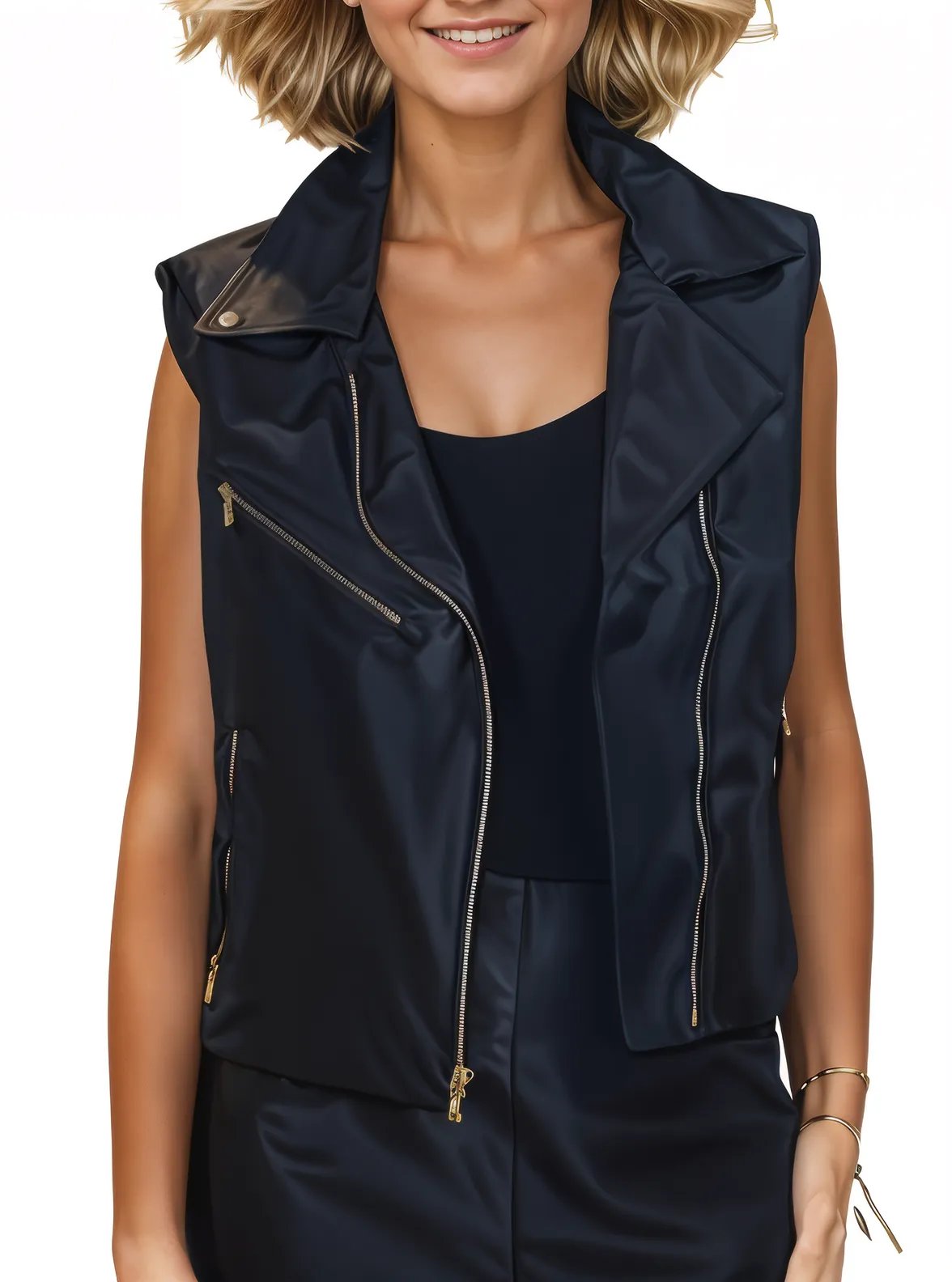 Sheepskin Leather Biker Vest Black * - Tenku Designs
