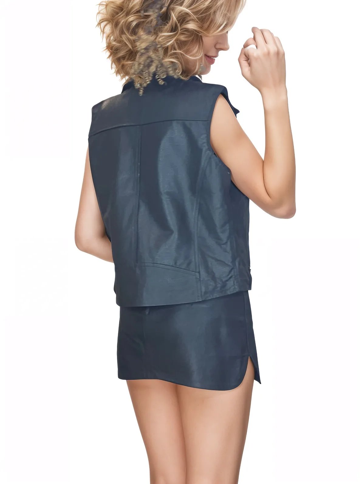 Sheepskin Leather Biker Vest Black * - Tenku Designs