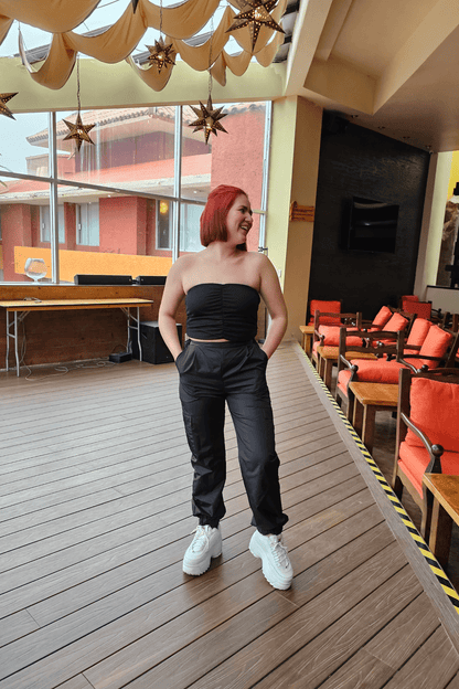 Strapless Mesh Crop Top - Soft & Breathable Fabric Black - Tenku Designs