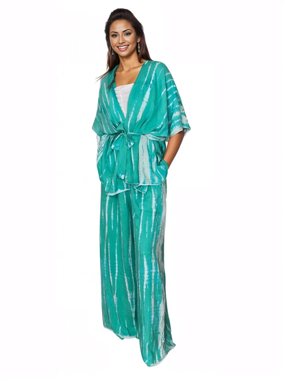 Turquoise Boho Tie - Dye Pants Set – Cozy, Chic & Effortlessly Stylish - Tenku Designs