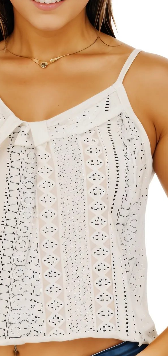 White 100% Cotton Cropped Tank Top – Adjustable Straps | Tenku Designs Style B