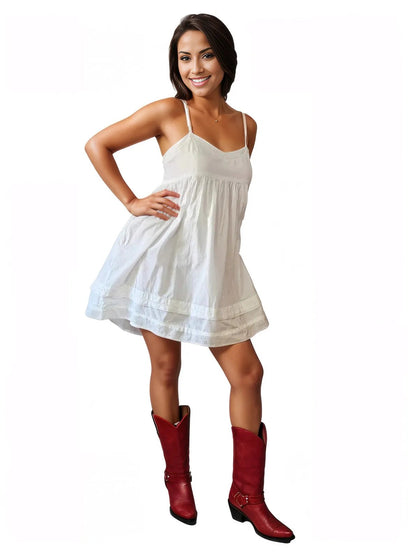 Woman's sleeveless 100% Cotton White dress - Tenku Designs