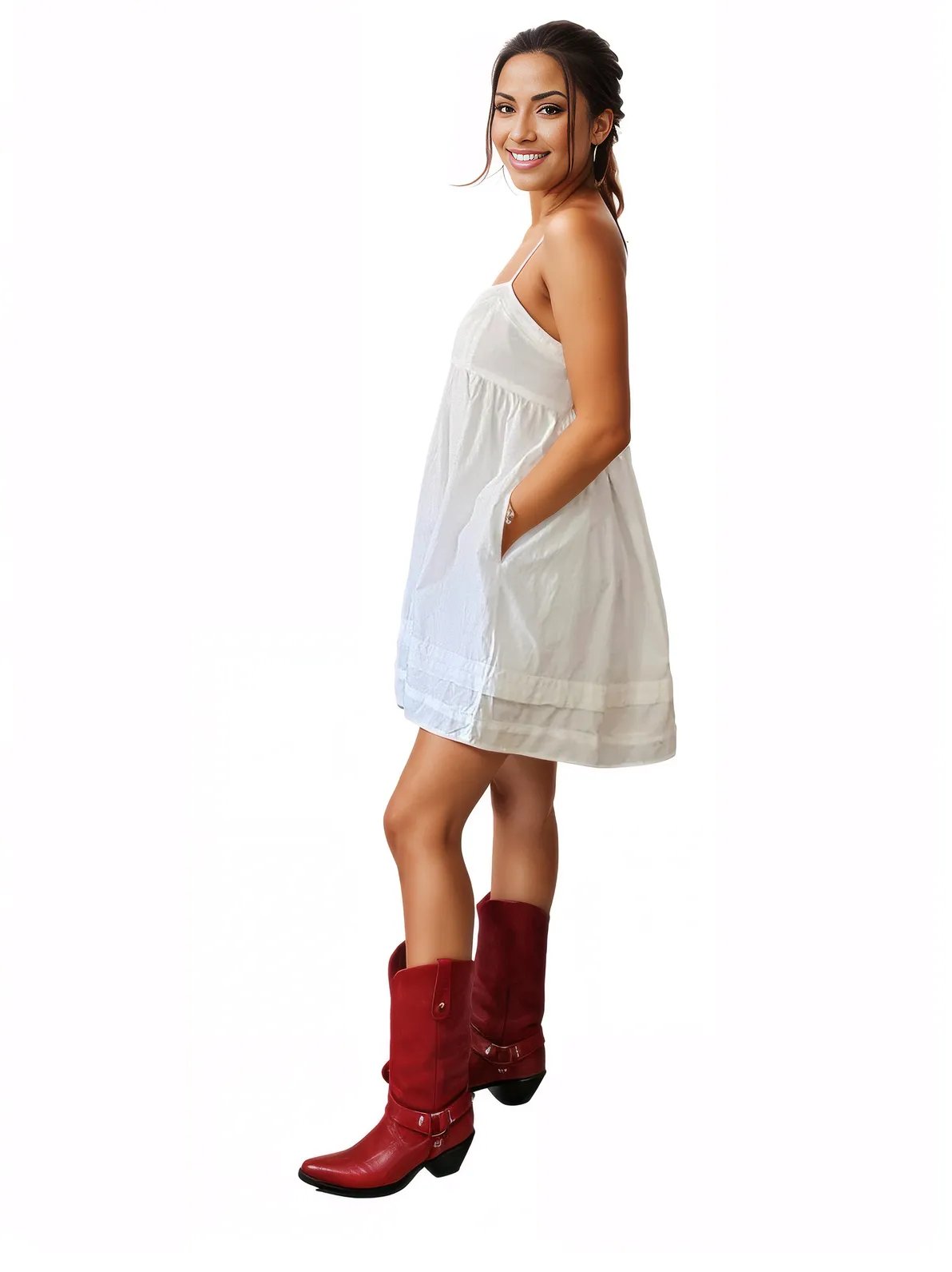 Woman's sleeveless 100% Cotton White dress - Tenku Designs